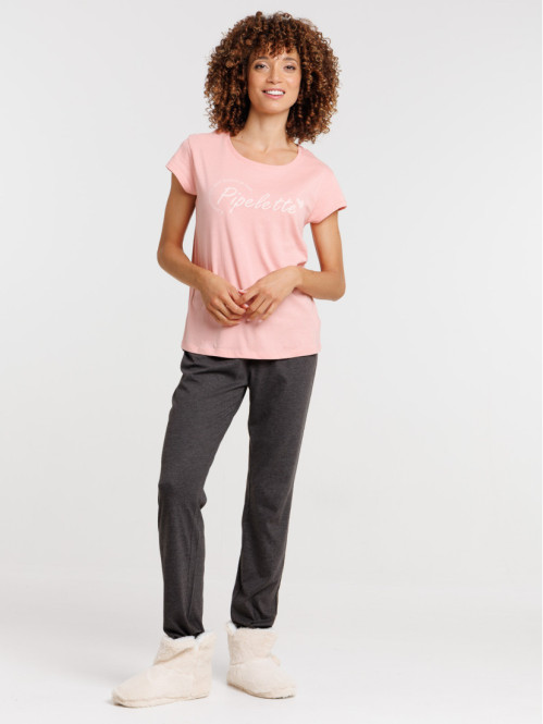 Pyjama pipelette corail femme