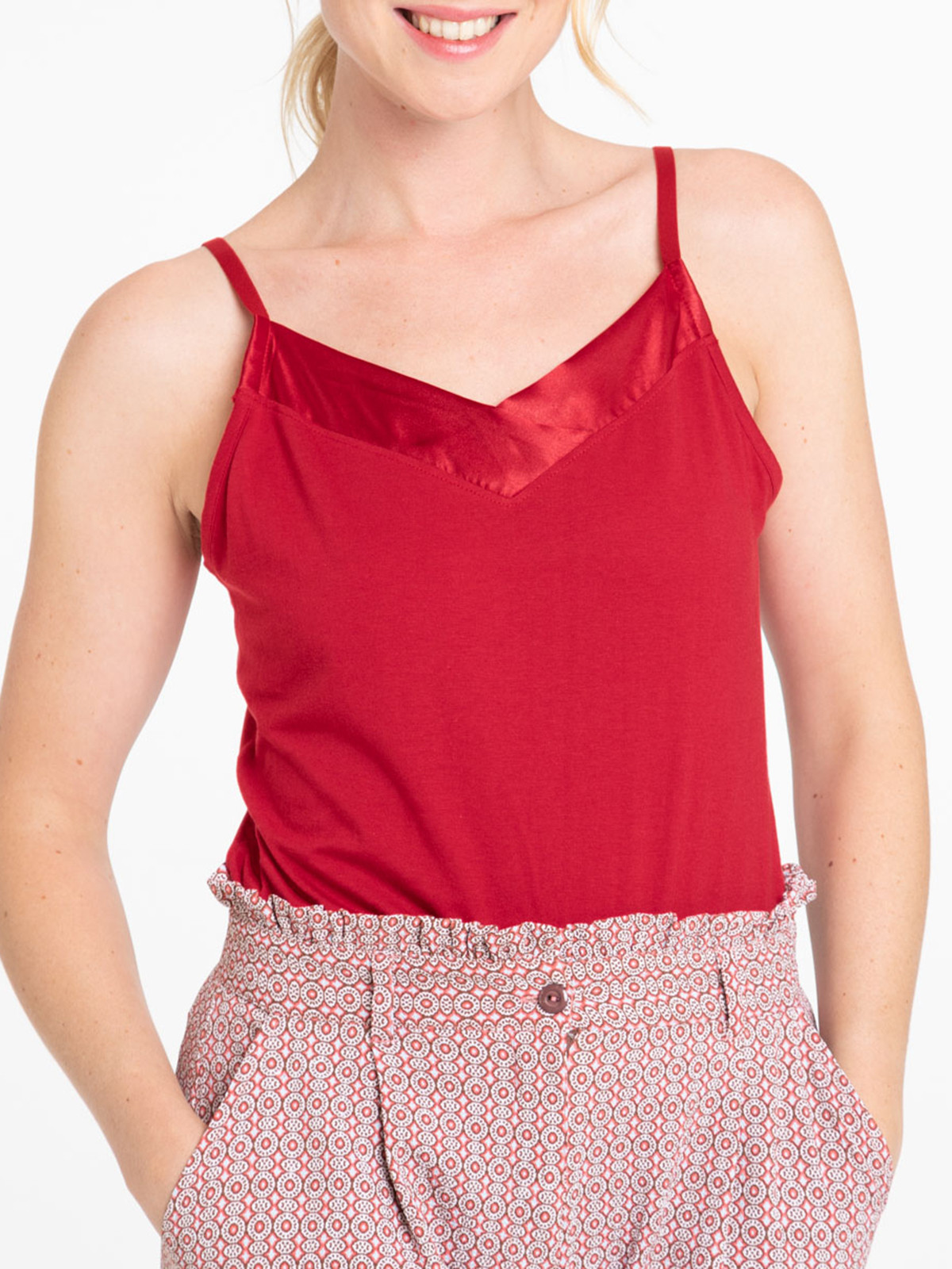 Débardeur col v rouge femme Débardeur col v rouge femme