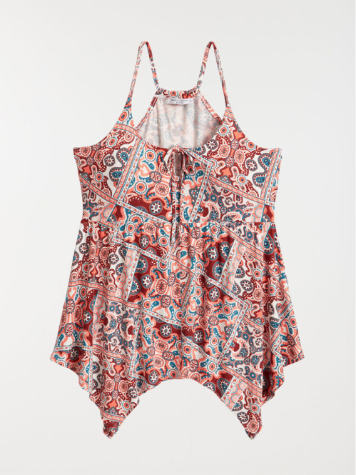 Débardeur imprimé long asymétrique femme
