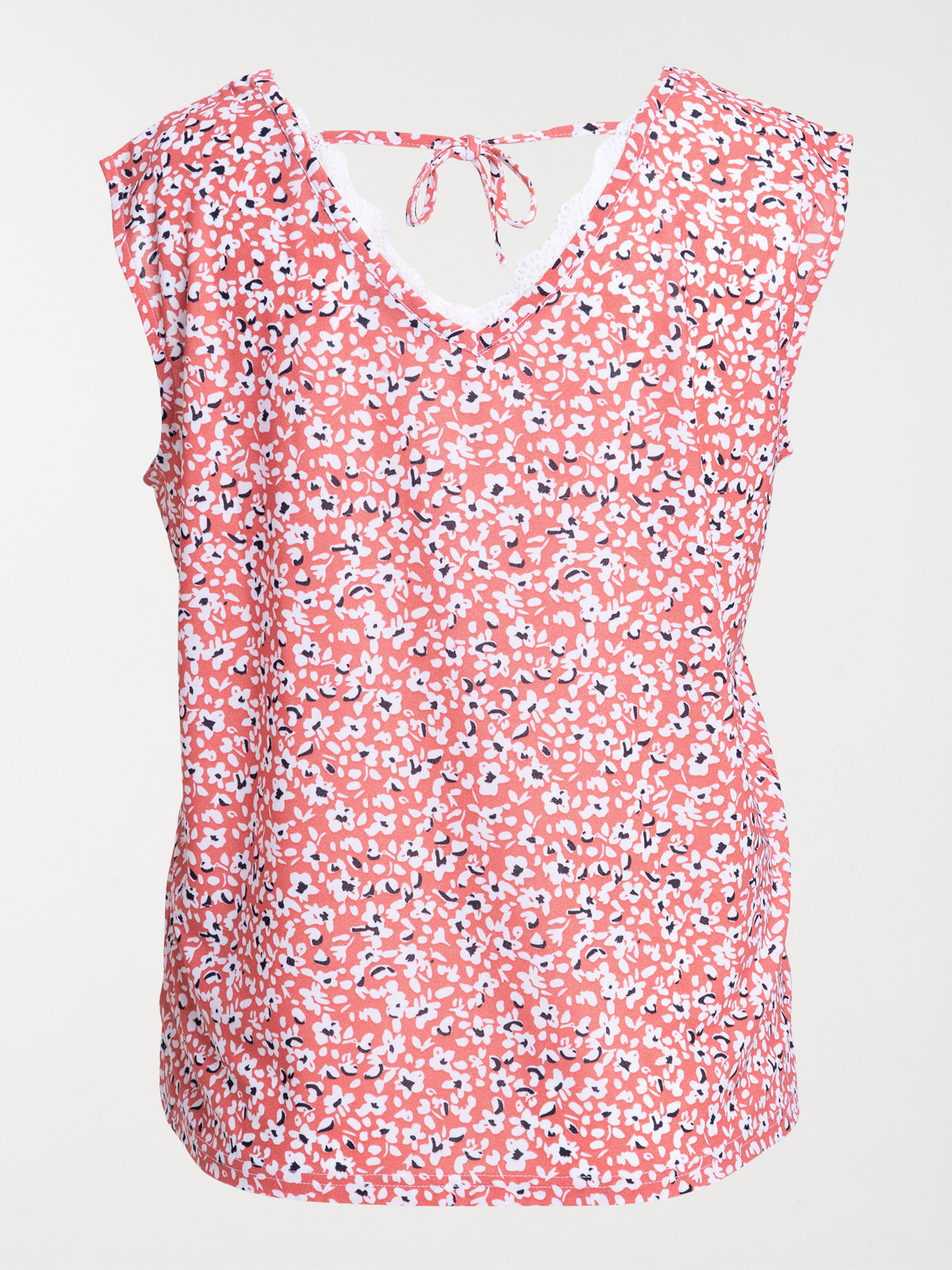 Top fleuri col V grande taille femme