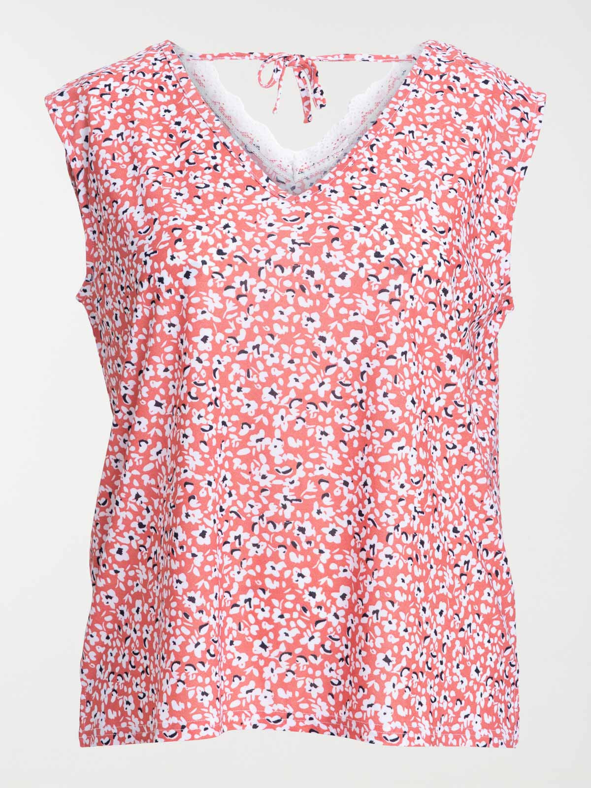 Top fleuri col V grande taille femme