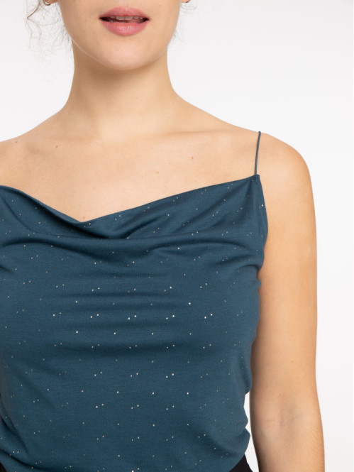 Top col bénitier pailleté canard femme