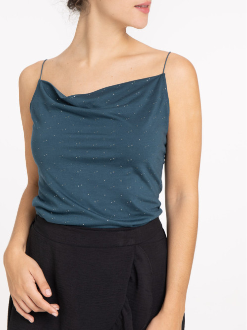 Top col bénitier pailleté canard femme