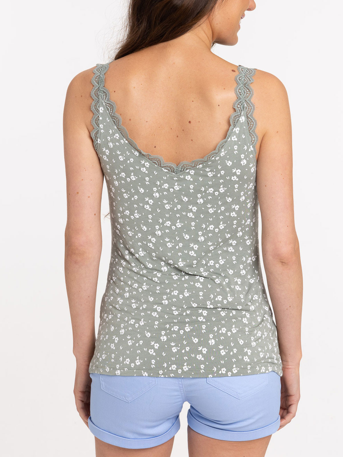 Débardeur fleuri bretelle dentelle femme Débardeur fleuri bretelle dentelle femme