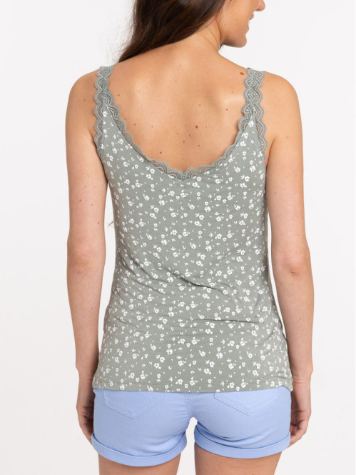 Débardeur fleuri bretelle dentelle femme Débardeur fleuri bretelle dentelle femme