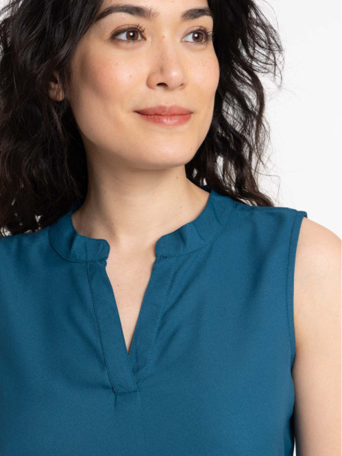 Blouse sans manches bleu...