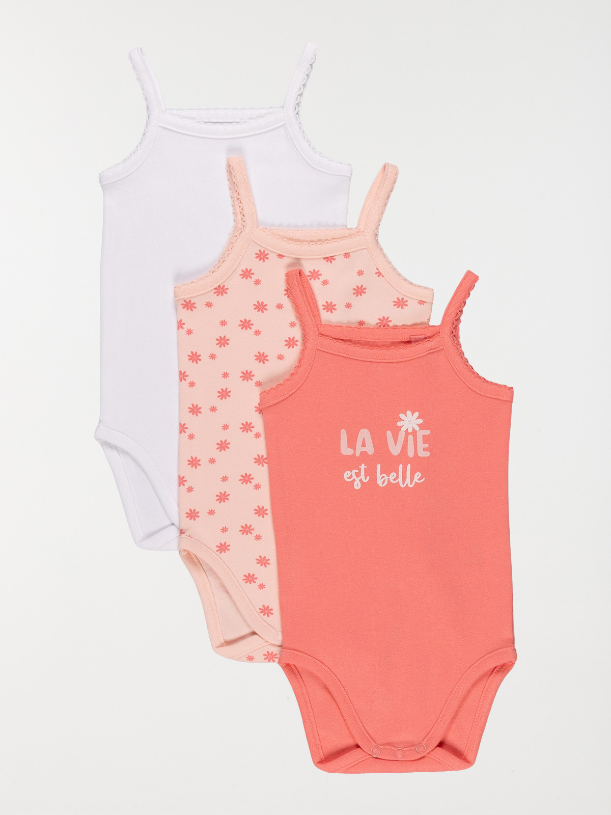 Lot de 3 bodies fille rose (3-24M) Lot de 3 bodies fille rose (3-24M)