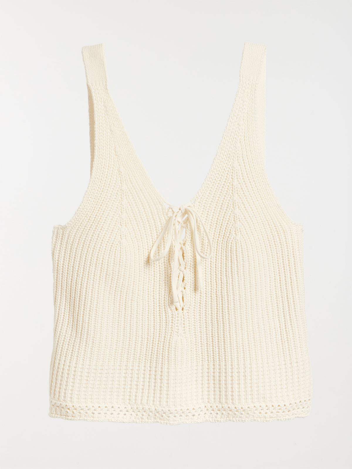 Top maille tricot écru femme