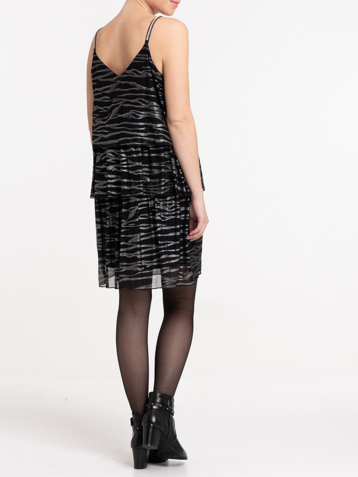 Robe imprimée noire femme