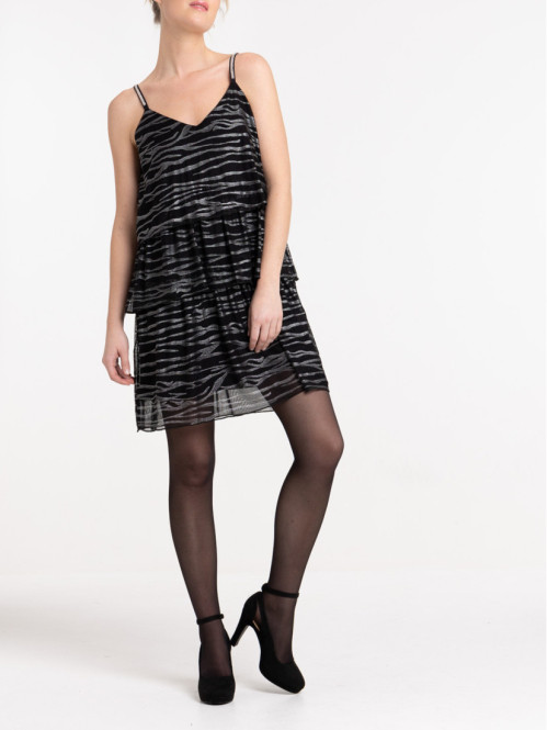 Robe imprimée noire femme