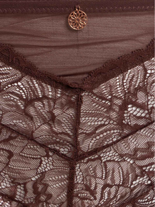 Shorty dentelle choco femme...