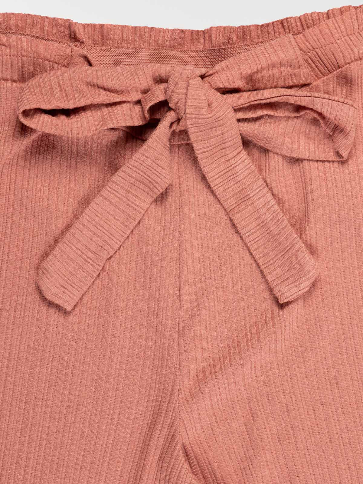 Pantalon uni fluide rose fille (3-12A) Pantalon uni fluide rose fille (3-12A)