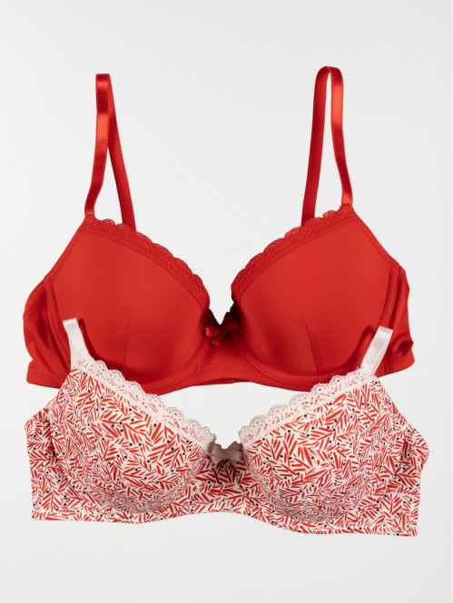 Lot de 2 soutiens-gorge femme (85A-95D)
