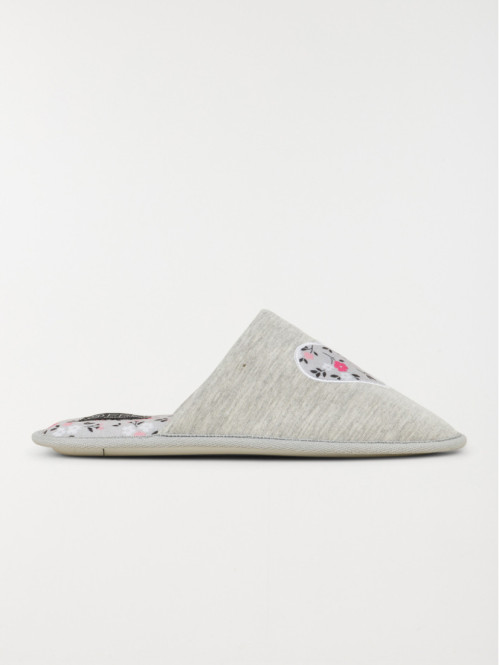 Chausson coeur fleuri femme (36-41)