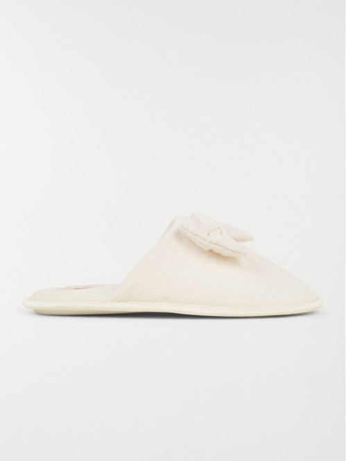 Chausson noeud écru femme (36-41)