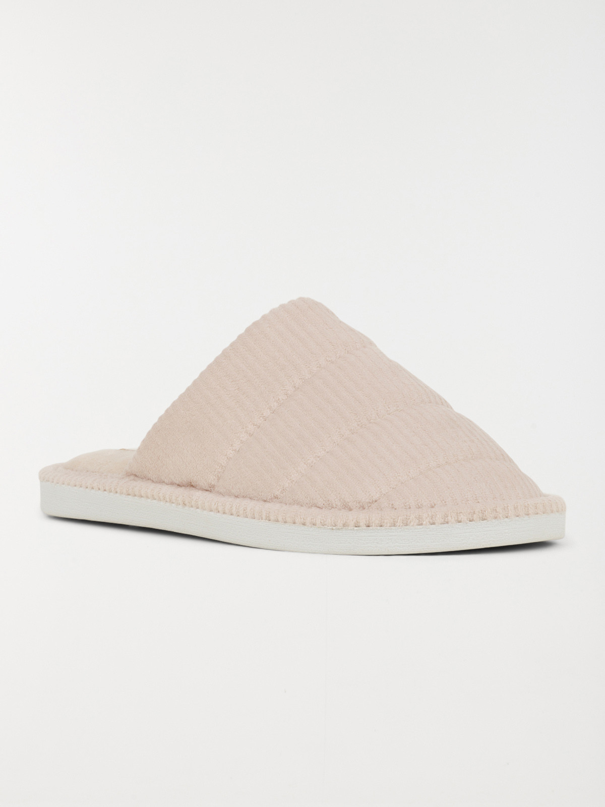 Chausson mule beige côtelé femme (36-41)