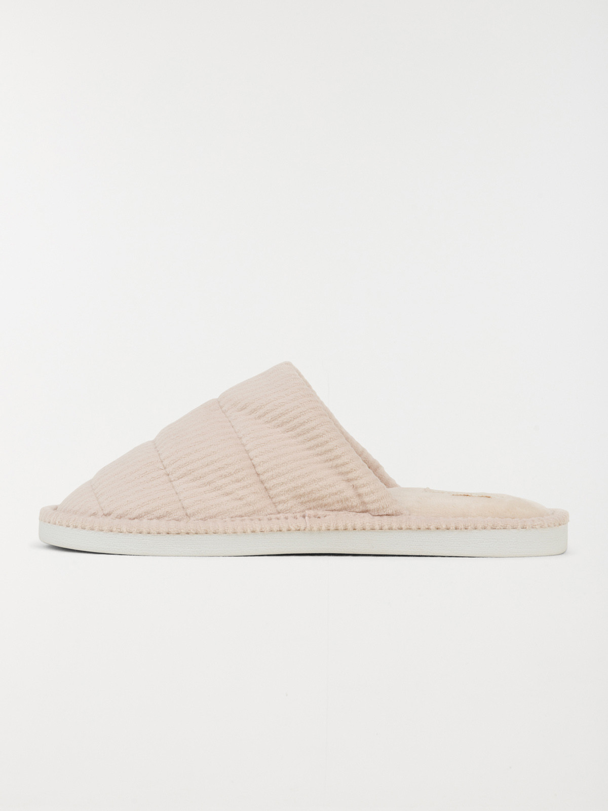 Chausson mule beige côtelé femme (36-41)