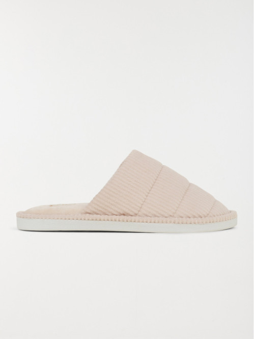 Chausson mule beige côtelé femme (36-41)