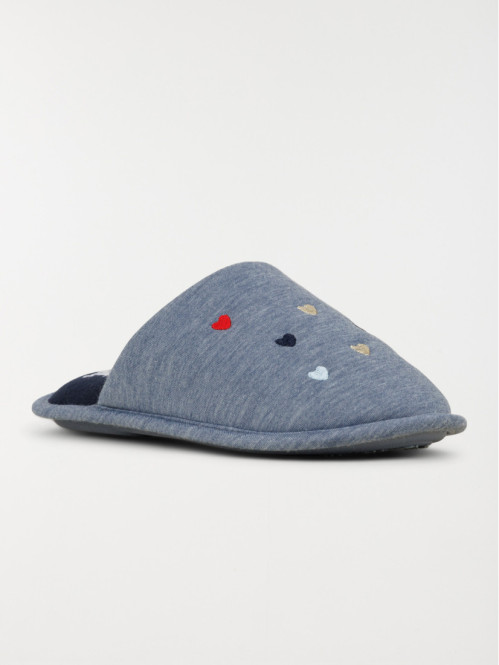 Chausson femme coeurs brodés (36-41)