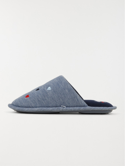 Chausson femme coeurs brodés (36-41)