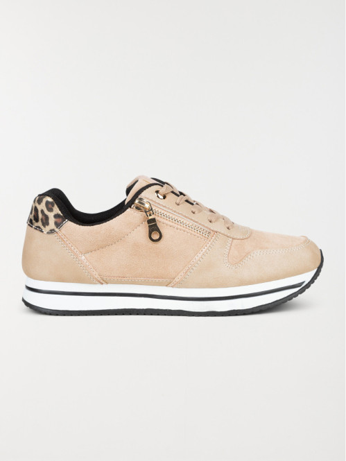 Basket beige motif léopard femme (36-41)