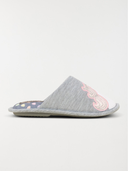 Chaussons gris licorne fille (31-35)
