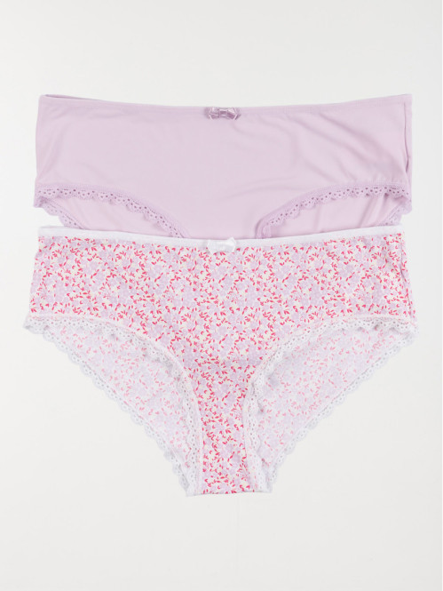 Lot de 2 shorties lilas femme (S-XL)