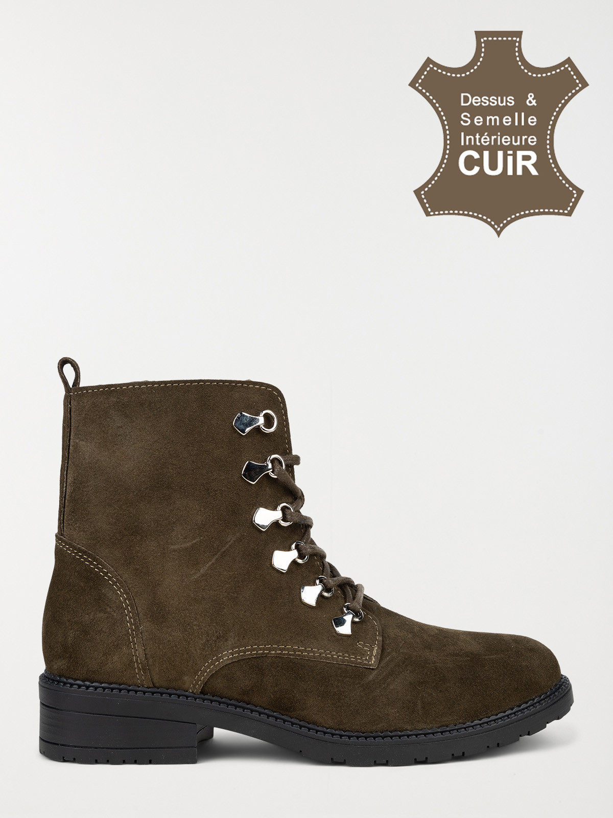 Bottines lacet kaki femme (36-41)