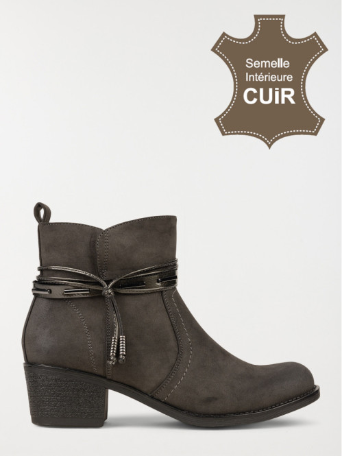 Bottines grises en suédine femme (36-41)