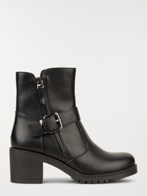 Bottines noires zippées femme 36-41)