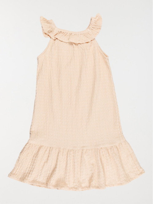 Robe uni col volanté fille...