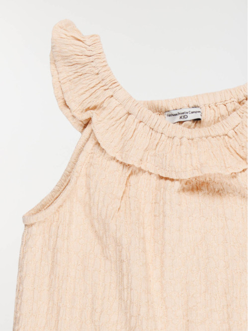 Robe uni col volanté fille...