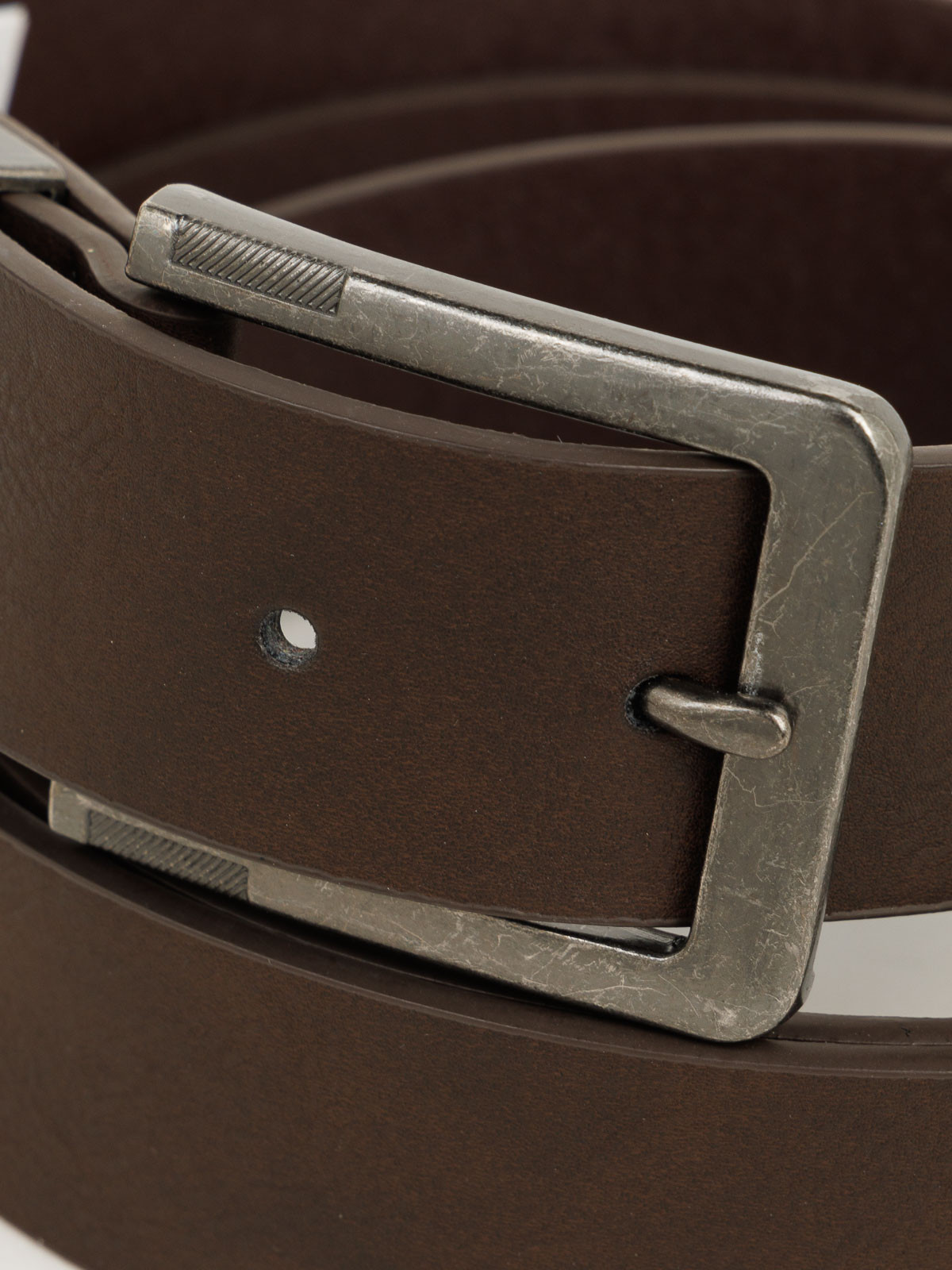 Ceinture marron double passants homme