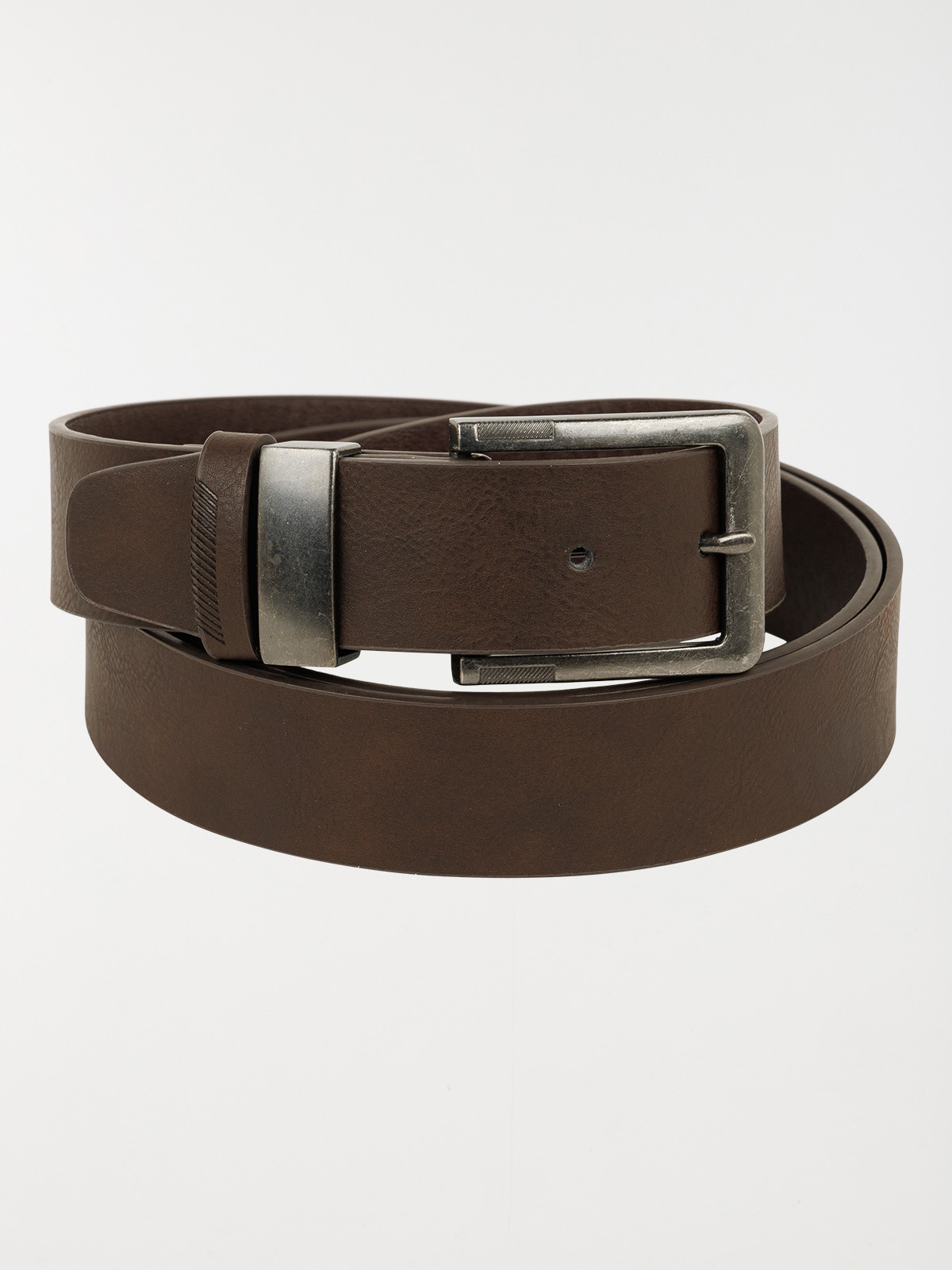 Ceinture marron double passants homme