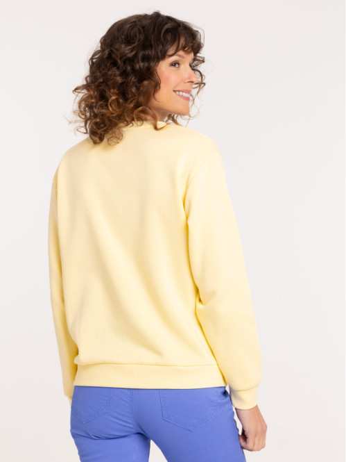 Sweat message coloris jaune femme