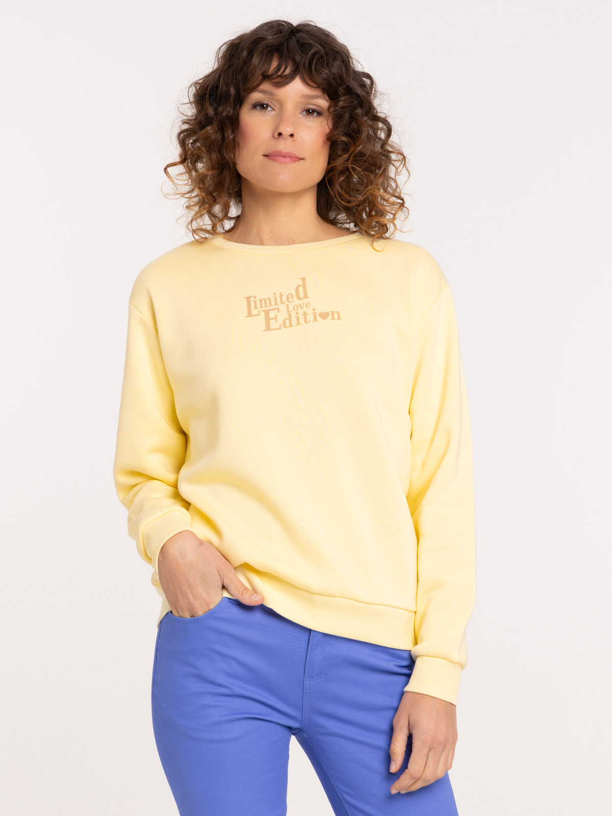 Sweat message coloris jaune femme