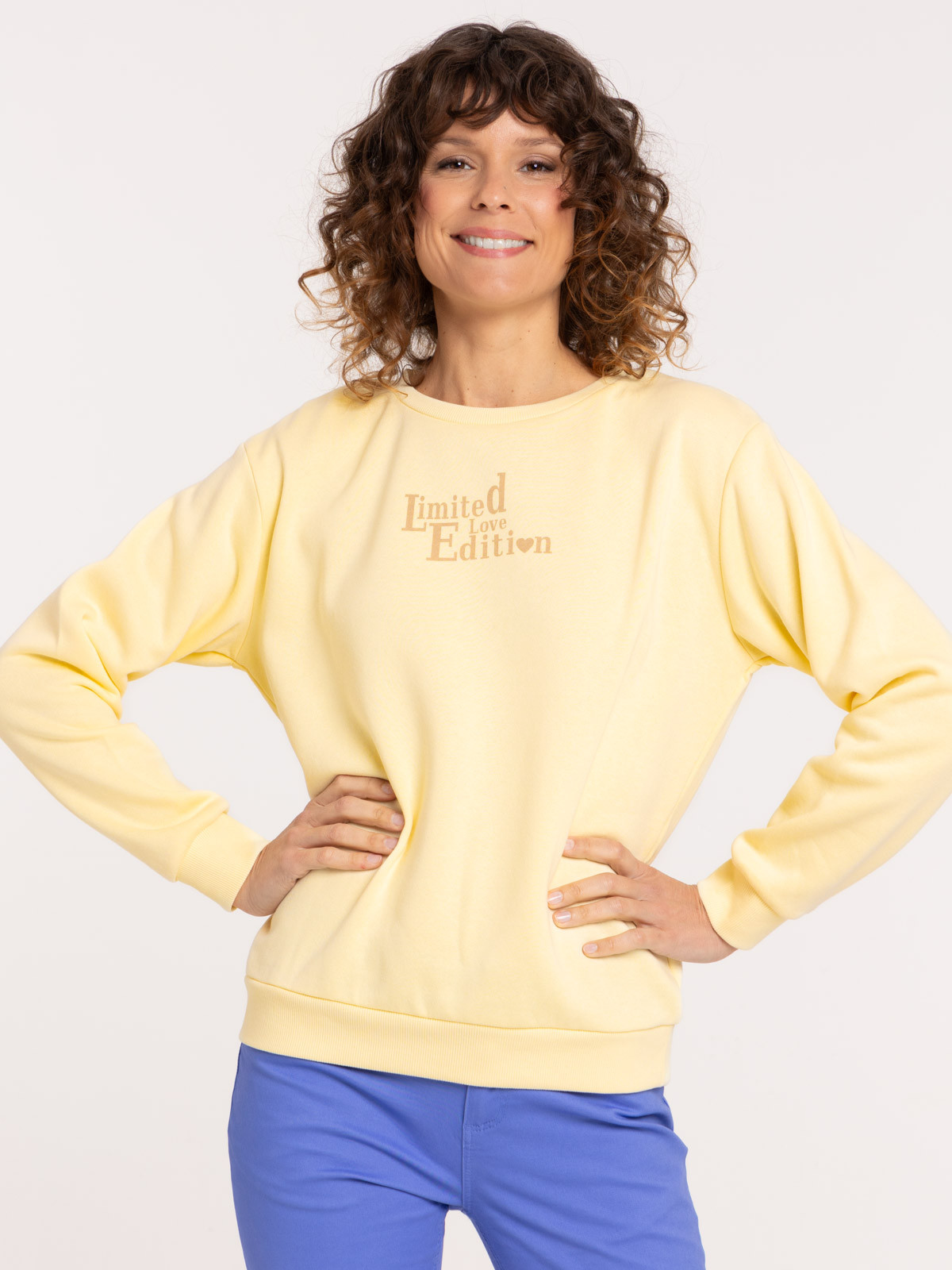 Sweat message coloris jaune femme