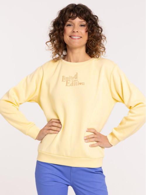 Sweat message coloris jaune femme