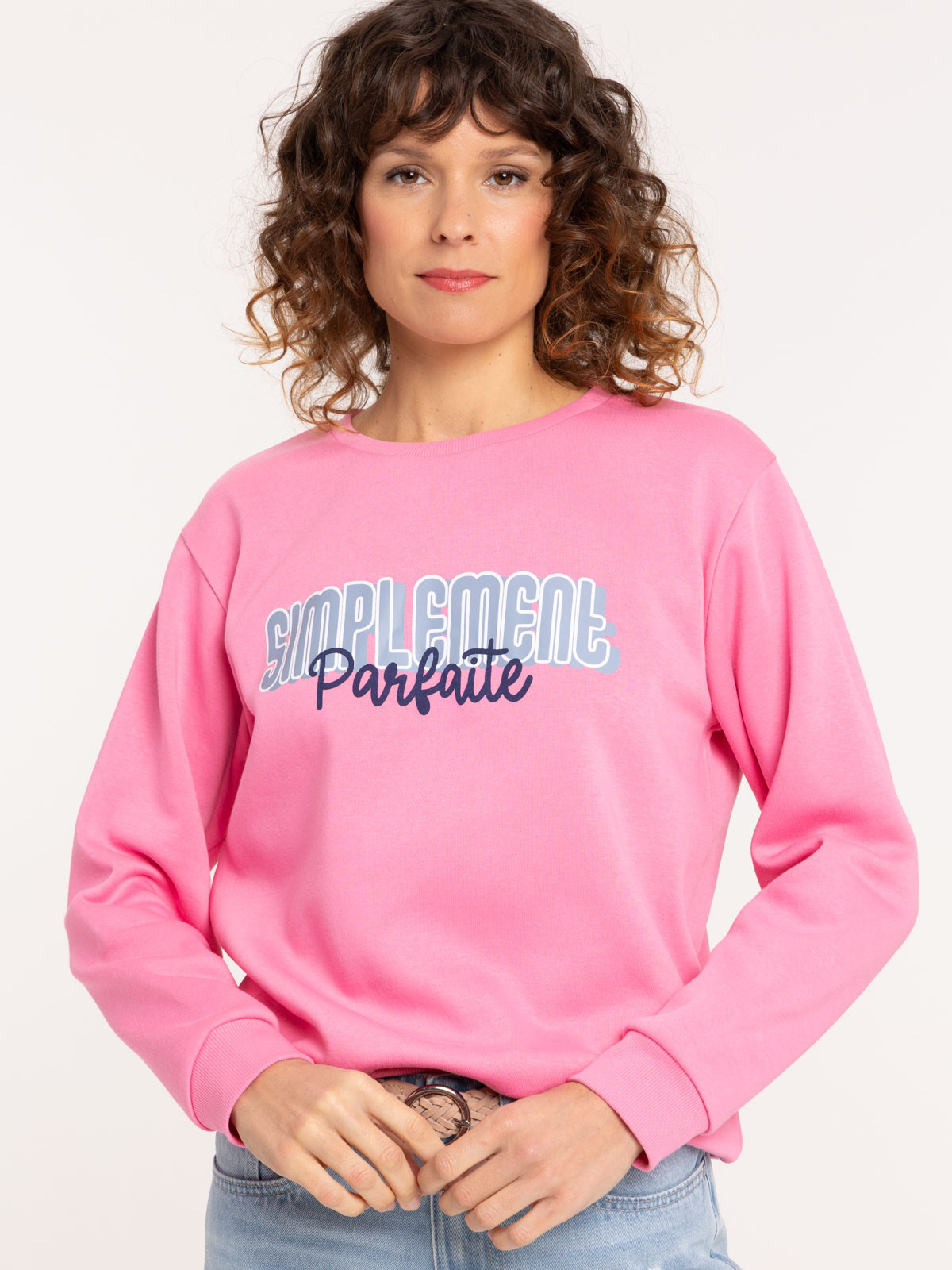 Sweat message coloris rose femme Sweat message coloris rose femme