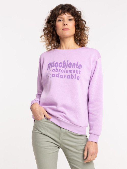 Sweat message coloris parme femme Sweat message coloris parme femme
