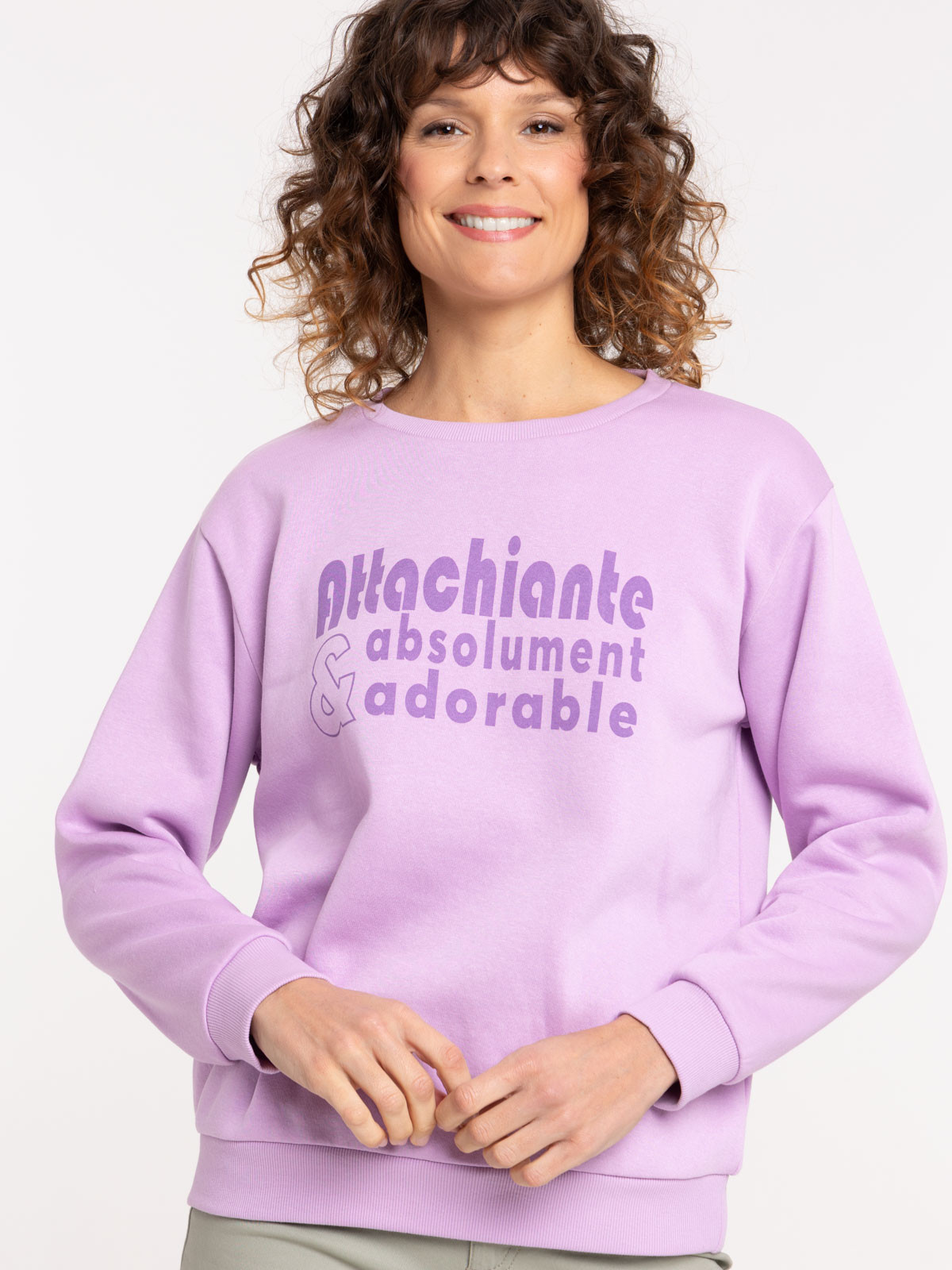Sweat message coloris parme femme