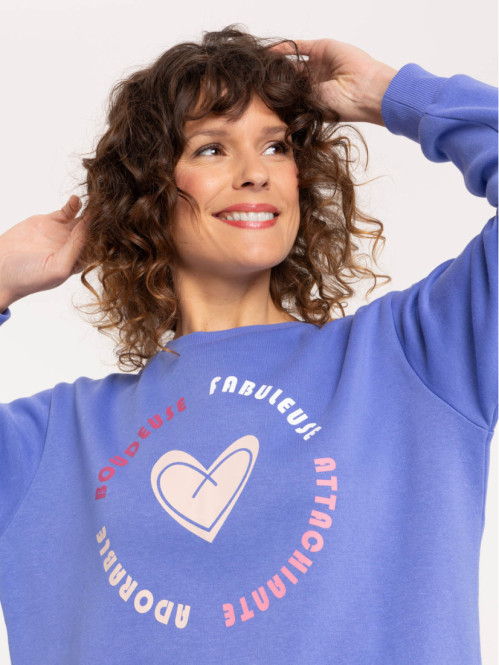 Sweat col rond motif coeur femme Sweat col rond motif coeur femme