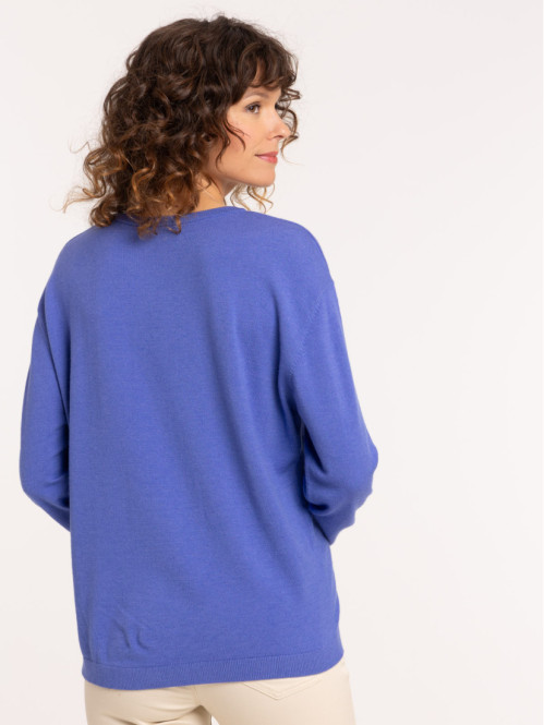 Pull bleu lavande col rond...