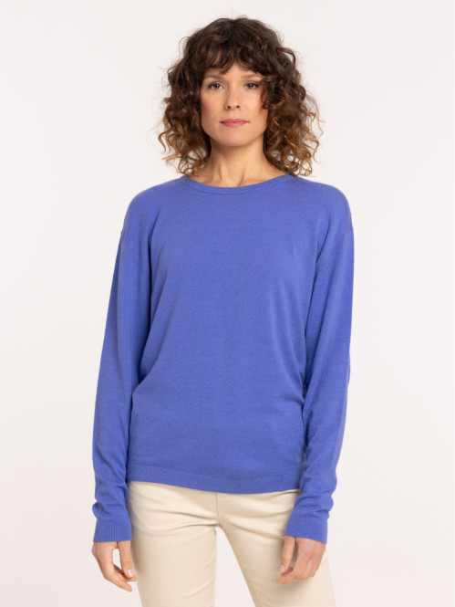 Pull bleu lavande col rond...