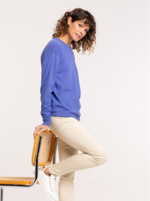 Pull bleu lavande col rond...