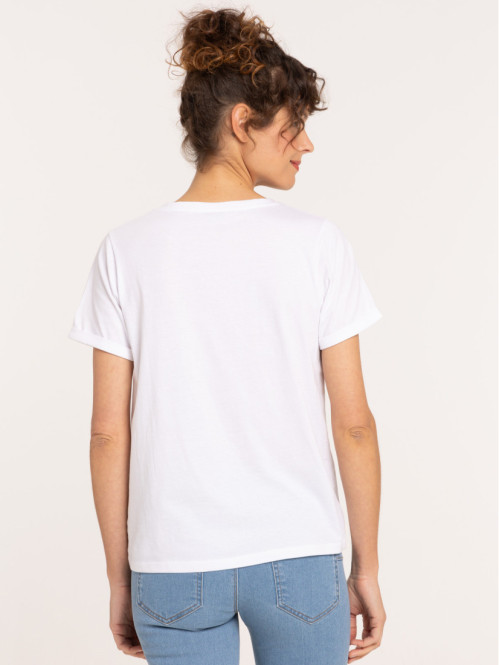 T-shirt blanc cassé message femme