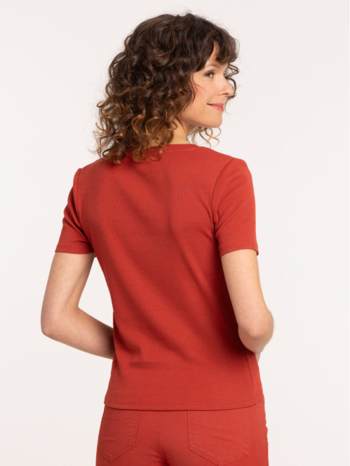 T-shirt côtelé col rond femme T-shirt côtelé col rond femme
