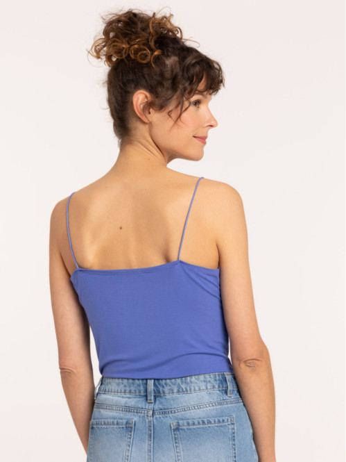 Débardeur bretelles bleu lavande femme