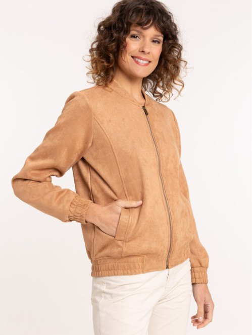 Veste bomber suédine camel...