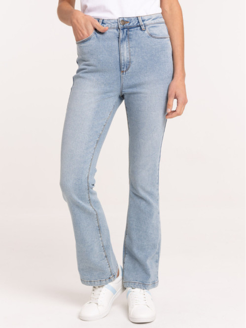 Jean bleach denim flare femme